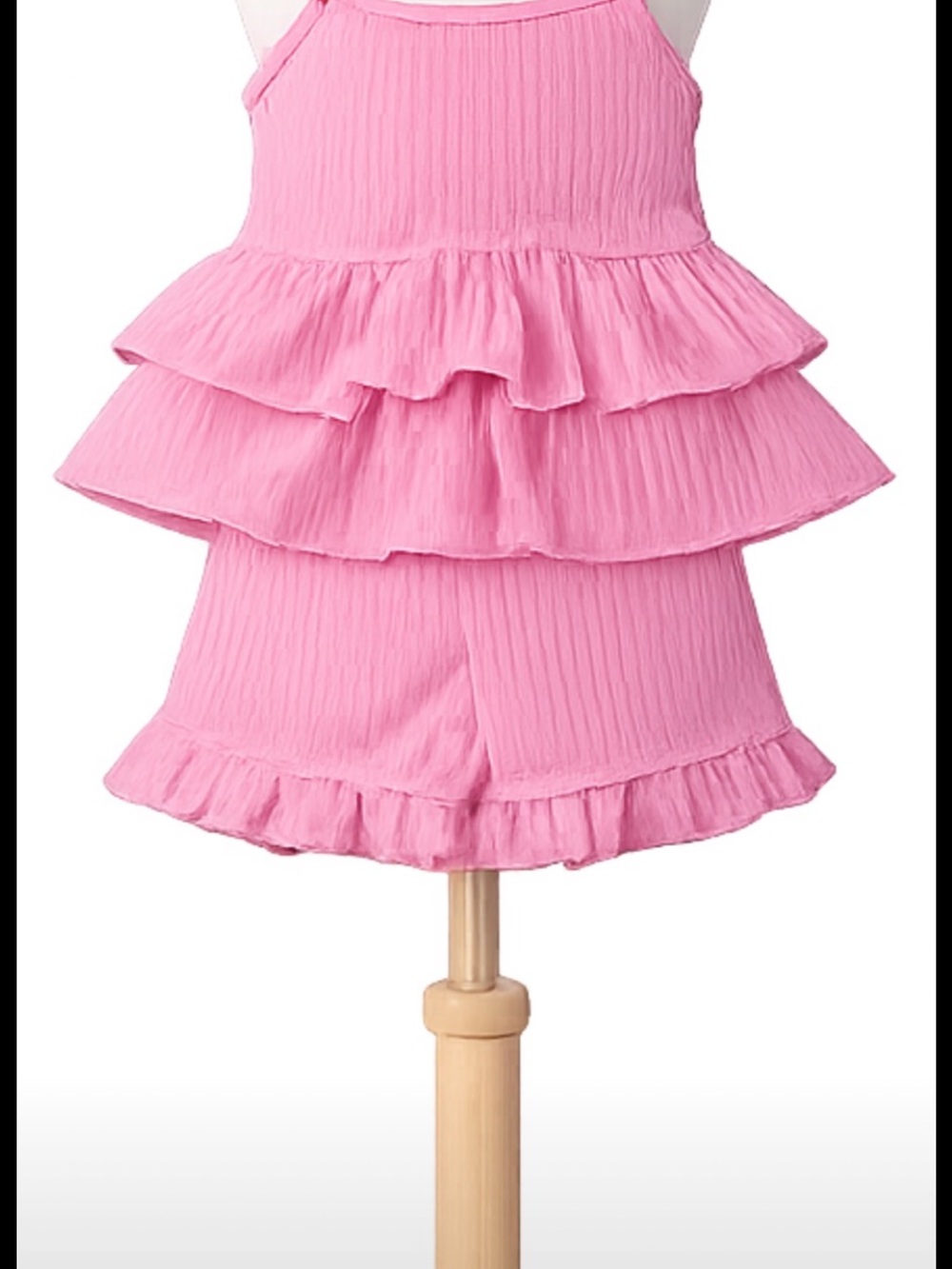 btween Pink Tiered Ruffle Shorts Set